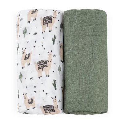PETITE&MARS Bambusz muszlin 2db-os pelenka szett Misty Llama Vibes 120 x 120 cm
