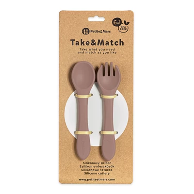 PETITE&MARS Szilikon evőeszközök Take&Match Velvet Latte 6m+