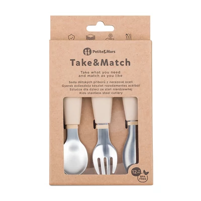 PETITE&MARS Rozsdamentes acél evőeszközkészlet Take&Match Desert Sand 12m+