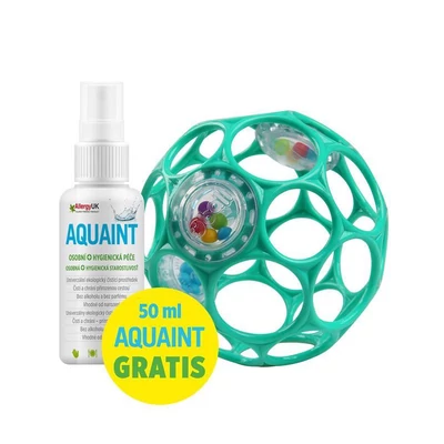 Oball Rattle Játék, 10 cm, dark turquoise, 0 hó+, + AJÁNDÉK Aquaint, 50ml