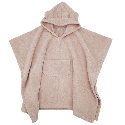 EKO Poncso pamutból kapucnival és fülekkel 75x120 cm - Powder pink