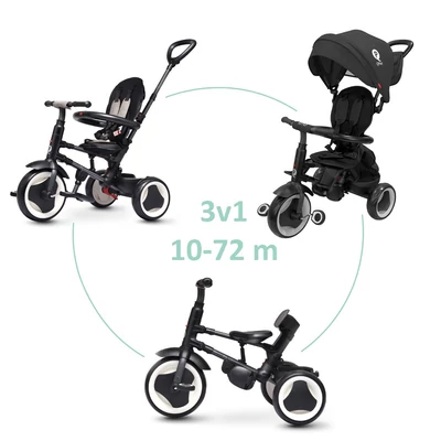 QPLAY Tricikli Rito eva plus Black, életkor 10-72 hónap