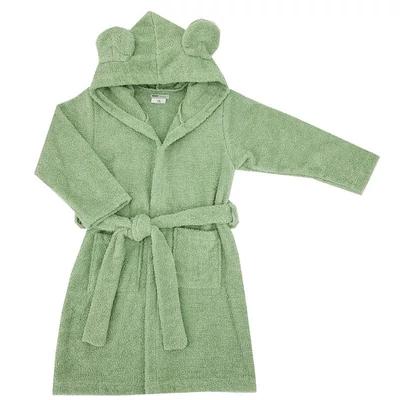 EKO Köntös pamutból kapucnival és fülekkel méret 92-98 - Olive green