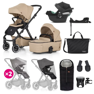 PETITE&MARS KÉSZLET Babakocsi 4v1 ICON XXL AIR + CYBEX Aton B2 i-Size - Mocha Beige