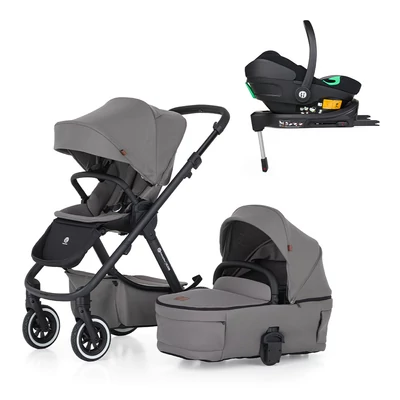 PETITE&MARS Kombinált babakocsi ICON 2in1 Dove Grey LITE AIR + Core Pro i-Size Black Grey + Bázis