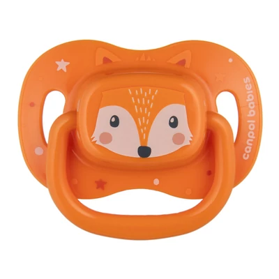 Canpol babies Szilikon szimmetrikus cumi, 18hó+, 1db, CUTE ANIMALS - narancs
