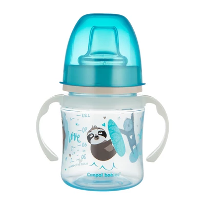Canpol babies Szilikon ivócsőrős tanulópohár, világító fogantyúval, EXOTIC ANIMALS, 120 ml,