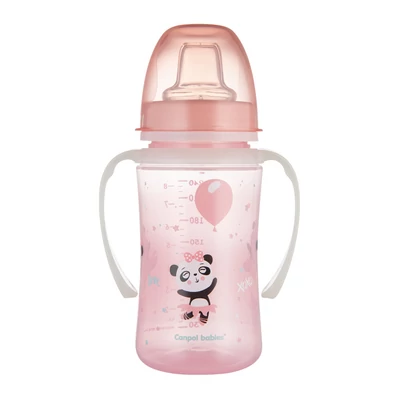 Canpol babies Szilikon ivócsőrős tanulópohár, 240 ml, EXOTIC ANIMALS - pink