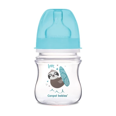 Canpol babies Anti-kólikás cumisüveg, EasyStart, EXOTIC ANIMALS, 120 ml - kék