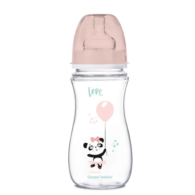 Canpol babies Anti-kólikás cumisüveg, EasyStart, EXOTIC ANIMALS, 300 ml - rózsaszín