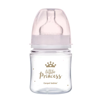 Canpol babies Anti-kólikás cumisüveg, EasyStart, ROYAL BABY, 120 ml - pink