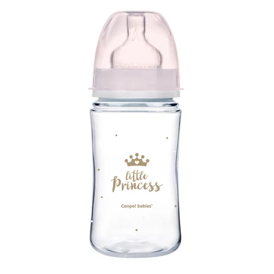 Canpol babies Anti-kólikás cumisüveg, EasyStart, ROYAL BABY 240 ml - pink