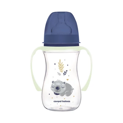Canpol babies Anti-kólikás cumisüveg, világító fogantyúval, EasyStart, SLEEPY KOALA, 240 ml -