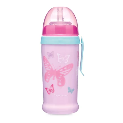 Canpol babies Cseppmentes itatópohár, szilikon szívószállal, 350 ml, BUTTERFLY - rózsaszín