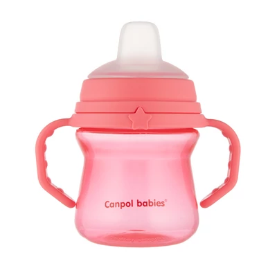 Canpol babies Itatópohár szilikonos ivócsőrrel, FirstCup, 150 ml, rózsaszín