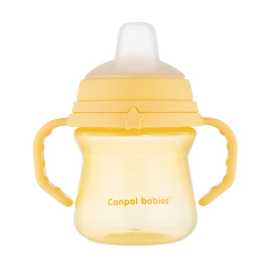 Canpol babies Itatópohár szilikonos ivócsőrrel, FirstCup, 150 ml, sárga