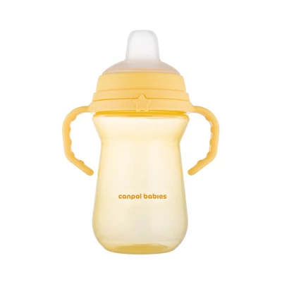 Canpol babies Itatópohár szilikonos ivócsőrrel, FirstCup, 250 ml, sárga