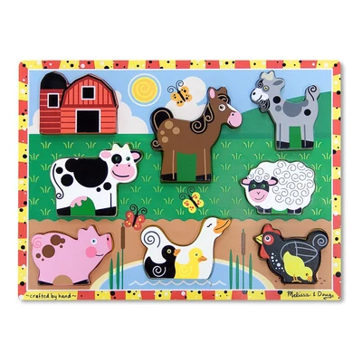 Melissa & Doug Fa készségfejlestő játék, könnyen megfogható puzzle