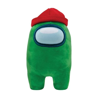 Among Us plüss figura 30 cm - zöld, beanie sapkás