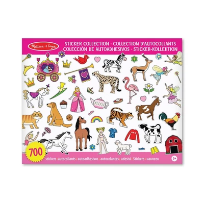 Melissa & Doug, kreatív játék, matricagyűjtő füzet 500 matricával, hercegnők, tea parti, állatok