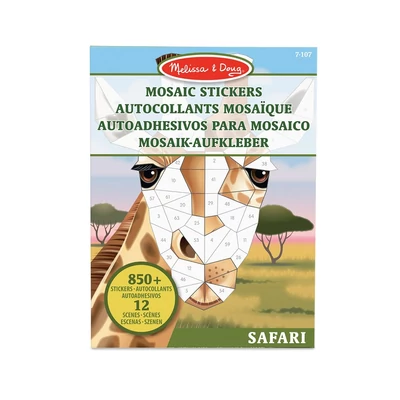 Melissa & Doug kreatív játék, mozaik matrica füzet, szafari
