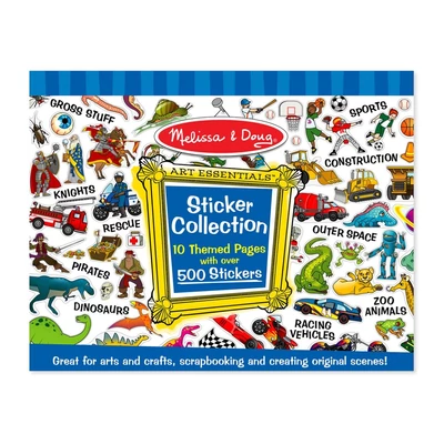 Melissa & Doug Kreatív játék, Matricagyűjtő füzet 500 matricával, dinó, járművek, univerzum