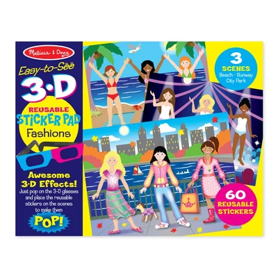Melissa & Doug Kreatív játék, 3D újrahasználható matrica készlet, divat