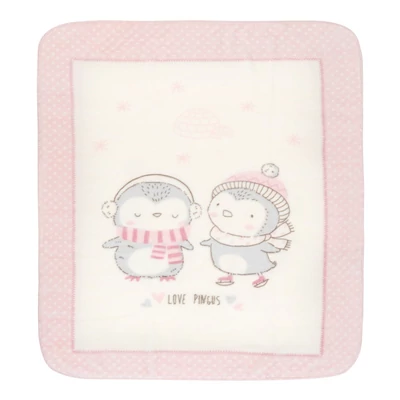 Kikkaboo takaró polár 80x110cm Pingvin Barátok Pink