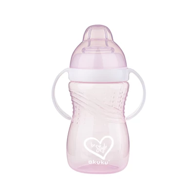 Akuku ivópohár szilikon csöpögésmentes 9 hó 280 ml pink