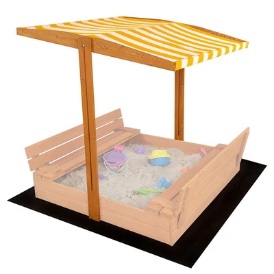 Baby Mix tető a gyermek fa homokozóhoz 120x120 cm sárga-fehér
