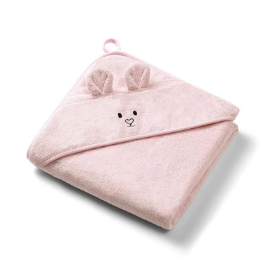 BabyOno fürdõlepedõ kapucnis bambusz 100x100cm egérfülekkel púderrózsaszín 1553/04