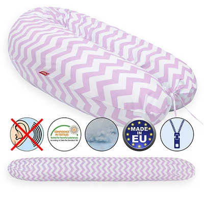 Formázható univerzális szoptatós és alvós párna pamut huzattal - ZigZagPinkWhite  