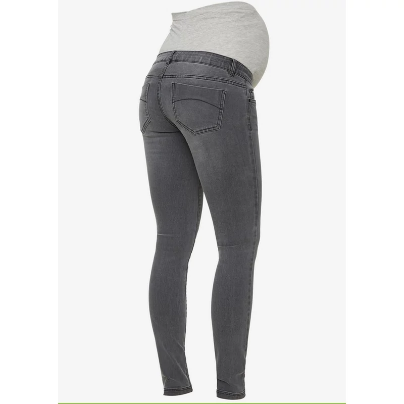 Kismama farmernadrág Mamalicious slimfit szürke