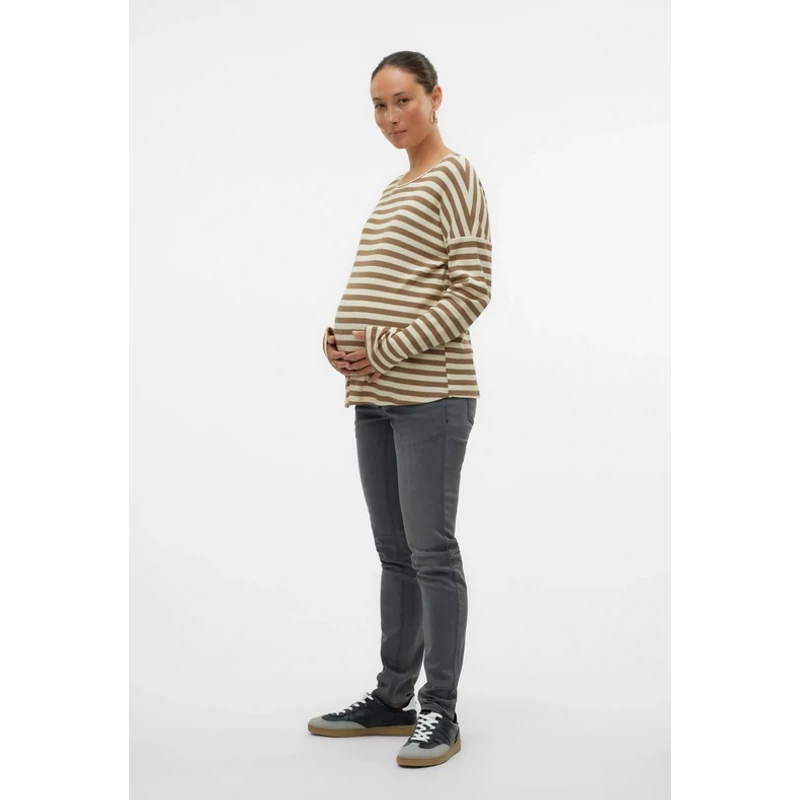 Kismama farmernadrág Mamalicious szürke SlimFit