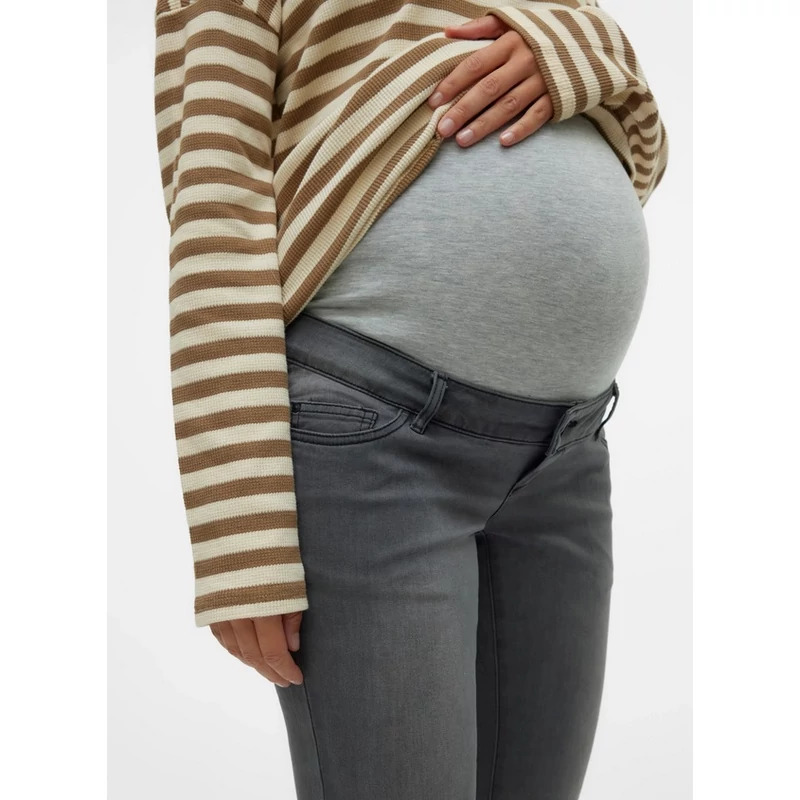 Kismama farmernadrág Mamalicious szürke SlimFit