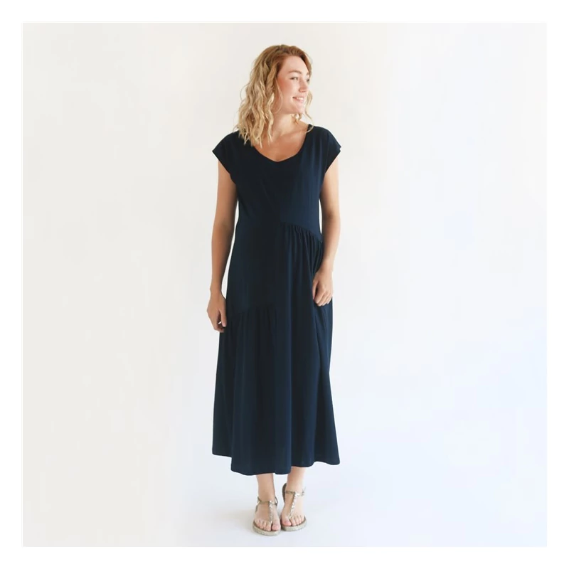 Kismama maxi ruha 100% pamut kék és antracit Love2Wait m kék