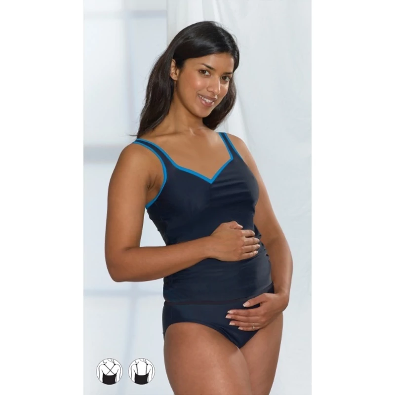 EXTRA AKCIÓ Kivehető szivacsbetétes kismama tankini több szín EmmaJane EJ956 42/44 fekete