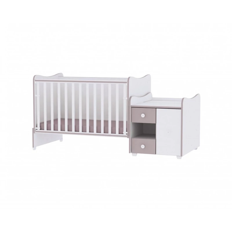 Lorelli MiniMax kombi ágy 72x190 - White & Light Oak / Fehér & Világos tölgy