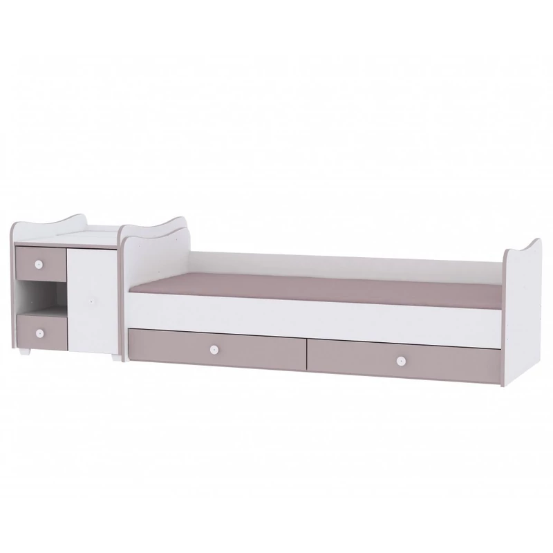 Lorelli MiniMax kombi ágy 72x190 - White & Light Oak / Fehér & Világos tölgy