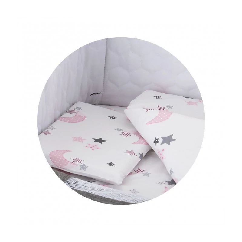 Chipolino ágynemű Close To Me kiságyhoz - White Pink Moon