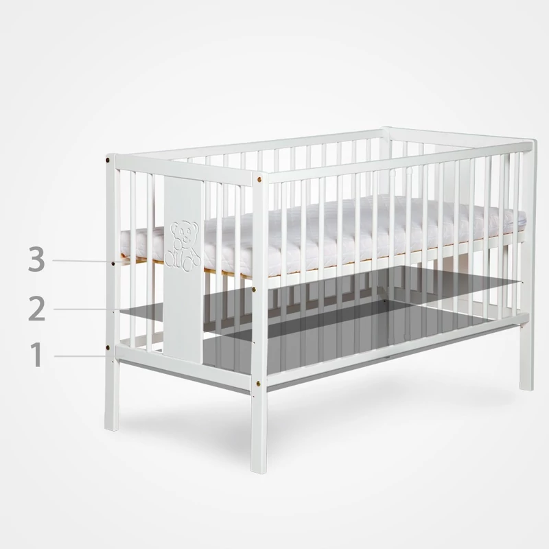 Klups Nati kiságy 60x120 - fehér & szürke