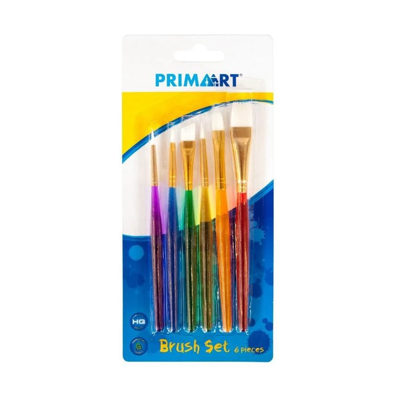 Prima Art 6 db-os Színes nyelű és fejű ecsetkészlet