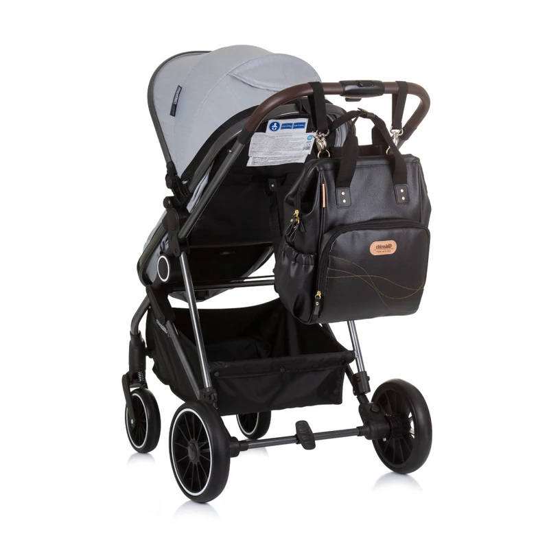 Chipolino babakocsira rögzíthető hátizsák - Black Leather