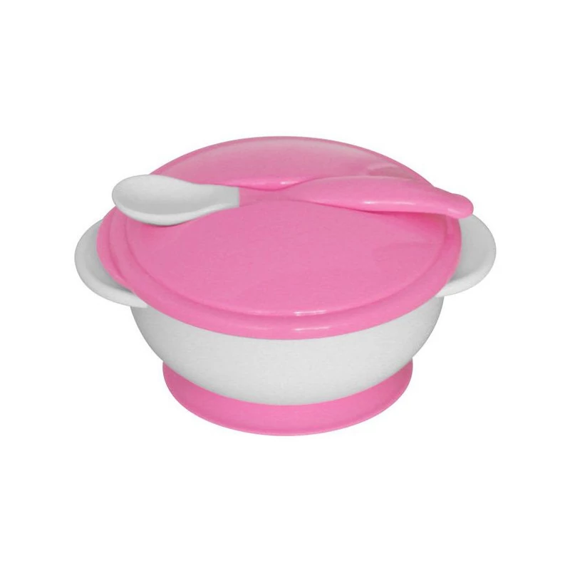 Baby care etető tál + kanál - blush pink