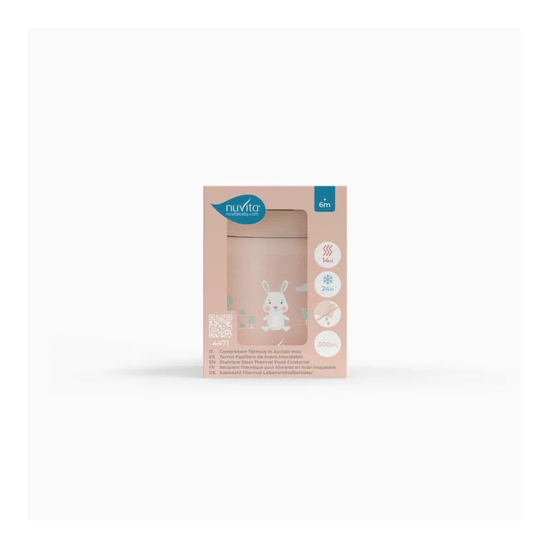 Nuvita ételtároló termosz 300ml - pink 4471