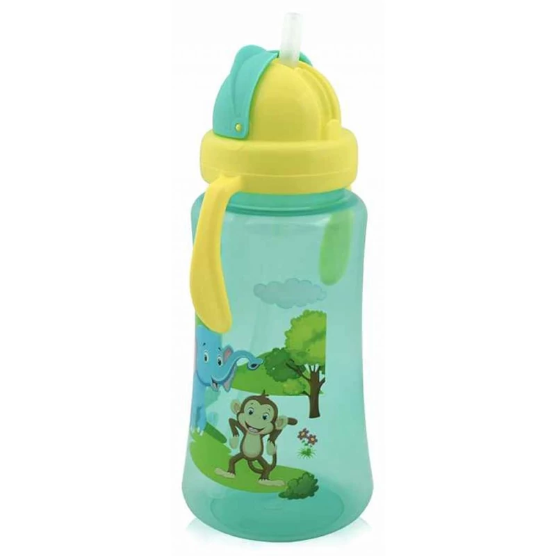 Baby Care Szafari szívószálas sportitató 330 ml - green