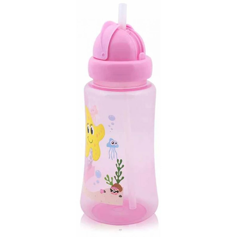 Baby Care Ocean szívószálas sportitató 330 ml - pink