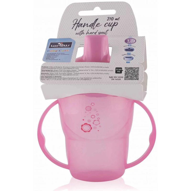 Baby Care itatópohár fogantyúval 210ml magas - pink