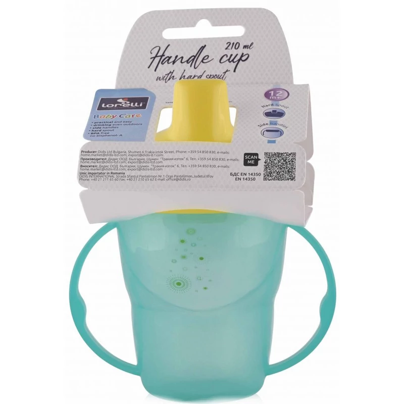 Baby Care itatópohár fogantyúval 210ml magas - green