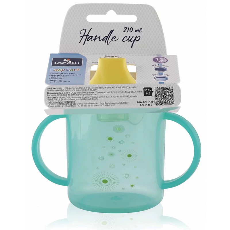 Baby Care itatópohár fogantyúval 210ml alacsony - green